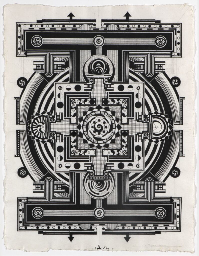
Jason Hughes, Untitled (ink mandala), Ink and graphite on rice paper, 23" x 17.5", 2006