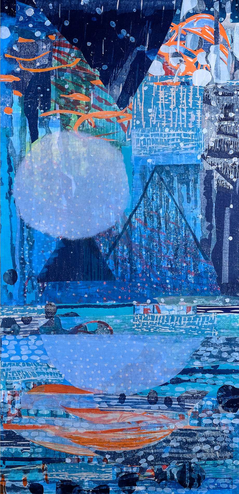 Keiko Hara, Untitled, Mokuhanga monoprint with stencil and collage, 2017