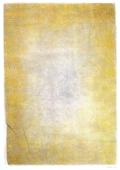 “Shroud of Disposition”, Ron Meick, 2023, relief monotype, 45” x 33”