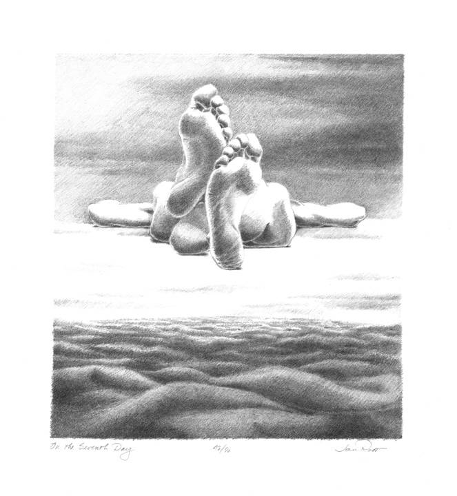 Root, Joan, On the Seventh Day, 1982, Stone Lithograph, 10×9 in.