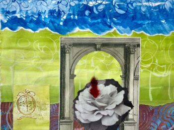 Manuscript From Another Age, monoprint collage, framed: 39” x 39"