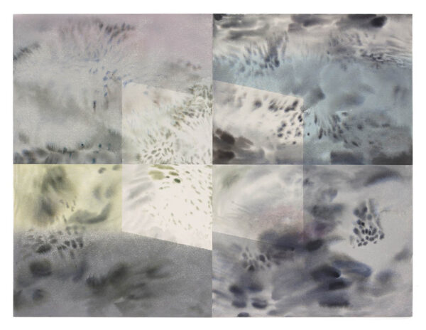 Anne C. Smith Double Vision, 2024 Screenprint and watercolor collage 31 x 39 in.