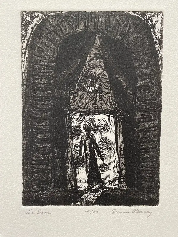 Susan Due Pearcy, The Door, etching with aquatint