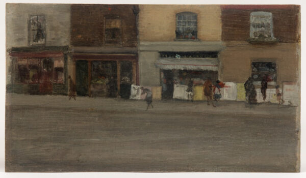James McNeill Whistler (American 1834-1903), Chelsea Shops, early 1880s, oil on wood panel, James McNeill Whistler/National Museum of Asian Art, Smithsonian Institution, Freer Collection, Gift of Charles Lang Freer, F1902.149a-b
